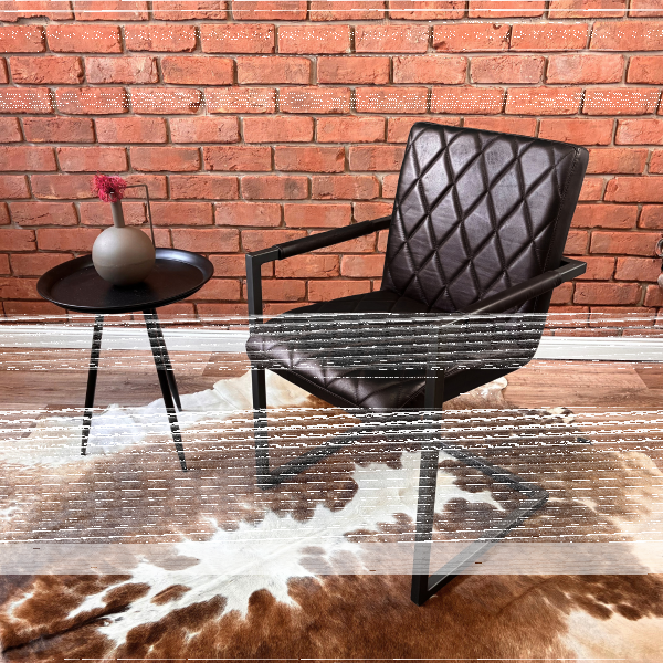 Genuine Leather Upholstered Chair with Armrests – Diamond