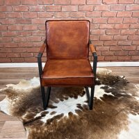 Leder Loungestuhl gepolstert mit Armlehne – Glatt
