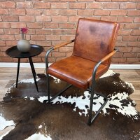 Büffelleder Loungestuhl mit Armlehne – Glatt