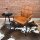 Chaise cantilever en cuir de buffle avec accoudoirs – Matelassé