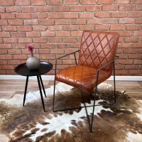 Vintage Leder Polsterstuhl mit Arm – Diamant