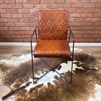 Vintage Leder Polsterstuhl mit Arm – Diamant