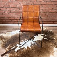 Vintage Leder Schwingstuhl mit Armlehne – Kariert