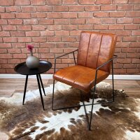 Vintage Leder Freischwinger mit Armlehne – TwoLine