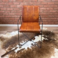 Vintage Leder Freischwinger mit Armlehne – TwoLine