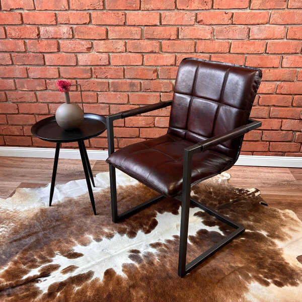 Genuine Leather Dining Chair with Armrests – Chesterfield