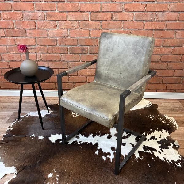 Echtleder Loungestuhl mit Arm – Glatt